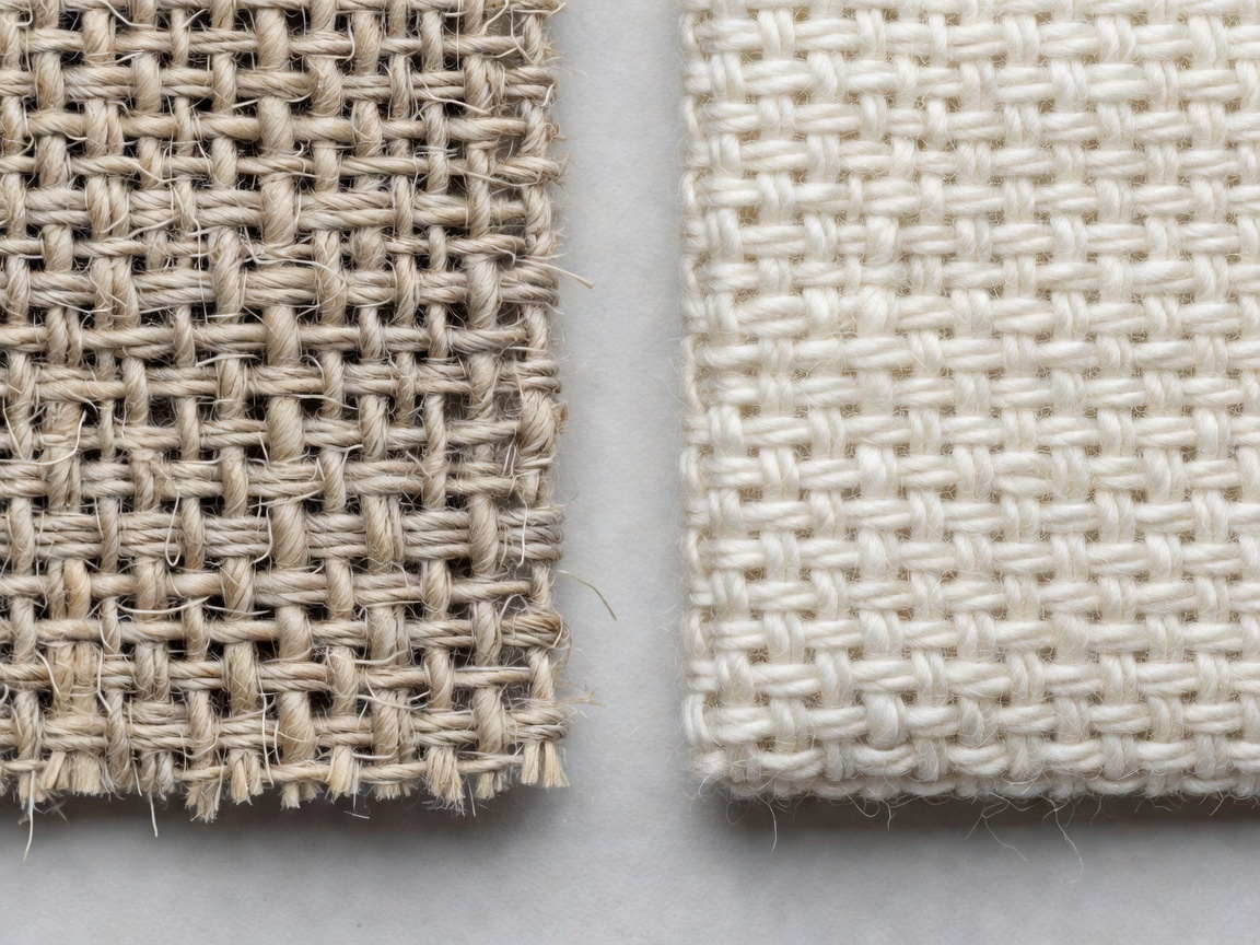 Detailed comparison of woven natural linen and organic cotton fibers